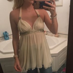 White bedazzled angel top